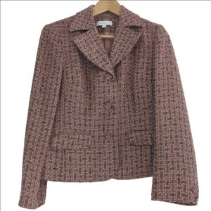 Ann Taylor Blazer Women's 8P Pink Tweed Y2K Clueless Chic Button